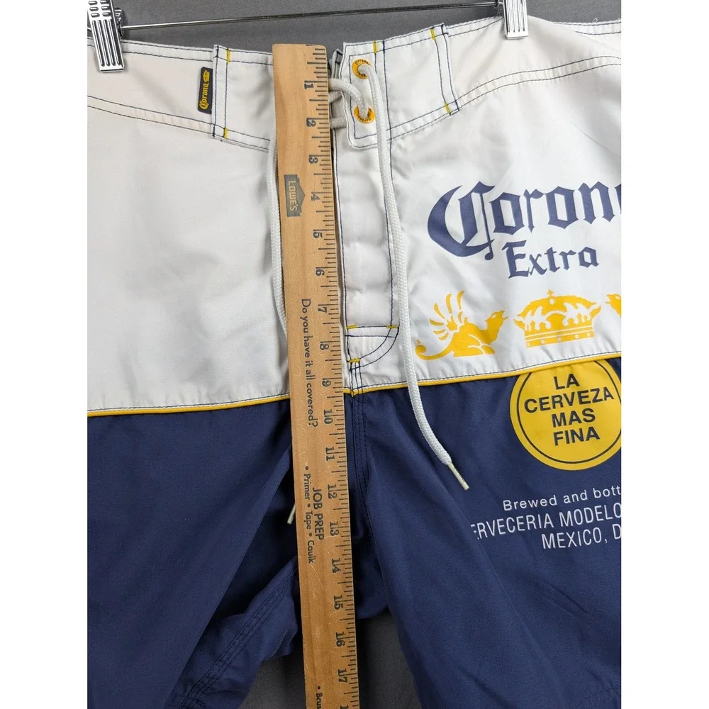 Corona Extra Mens Board Shorts Blue White Yellow Swim Trunks Size‎ XL 36